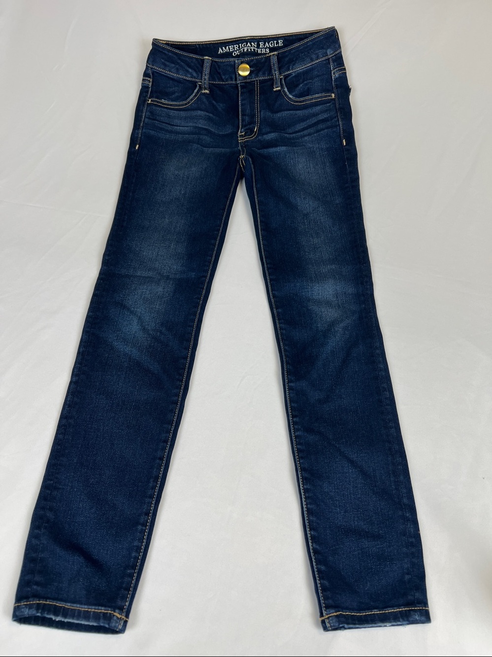American Eagle size 0 short jegging jeans super stretch dark wash blue jean EUC